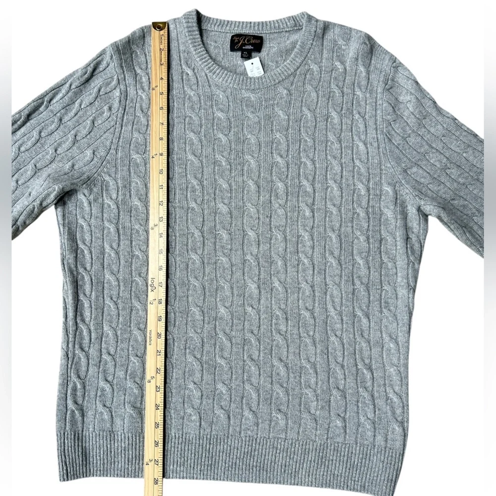 J. Crew Cashmere Lightweight Cable Knit Sweater in Heather Grey, Size XL